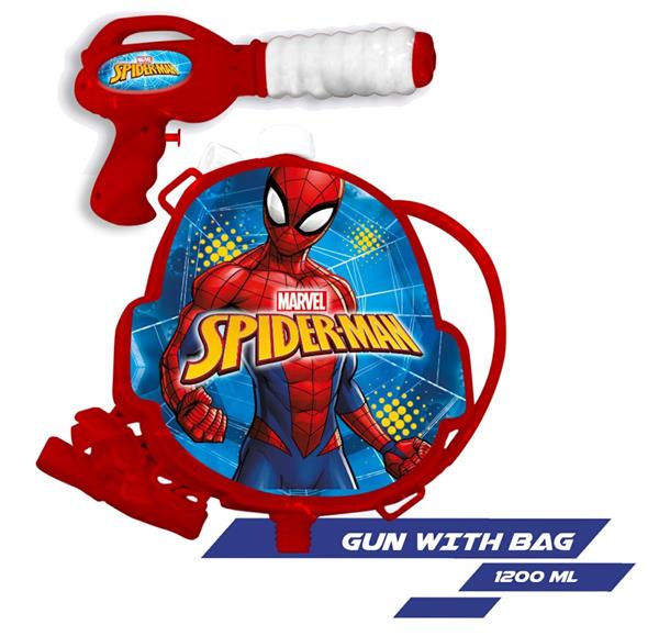 FUCILE ACQUA SPIDERMAN SERBATOIO ZAINETTO ML1200 CM31X5X35 BUSTA