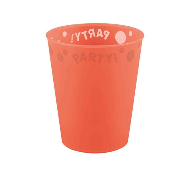 REUSABLE BICCHIERE PARTY 250 ML ARANCIO FLUO CON RILIEVO