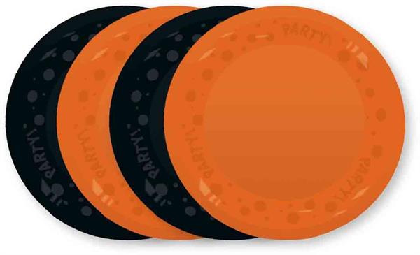 REUSABLE CF 4 PIATTI PARTY DIAM CM 21 TINTA UNITA NERO ARANCIO H